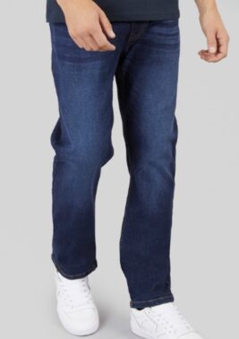 Mens Stretch Straight Fit Jeans Dark Wash (Kangaroo Poo)