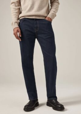 Blue Indigo Rinse Single Straight Fit Classic Stretch Jeans (Next Denim Good Co)
